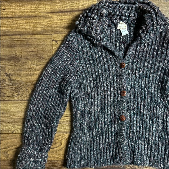 Krizia Maglia • Vtg • Medium • Italy • Purple/Green/Beige • Wool • Knit • Jacket - Picture 4 of 12